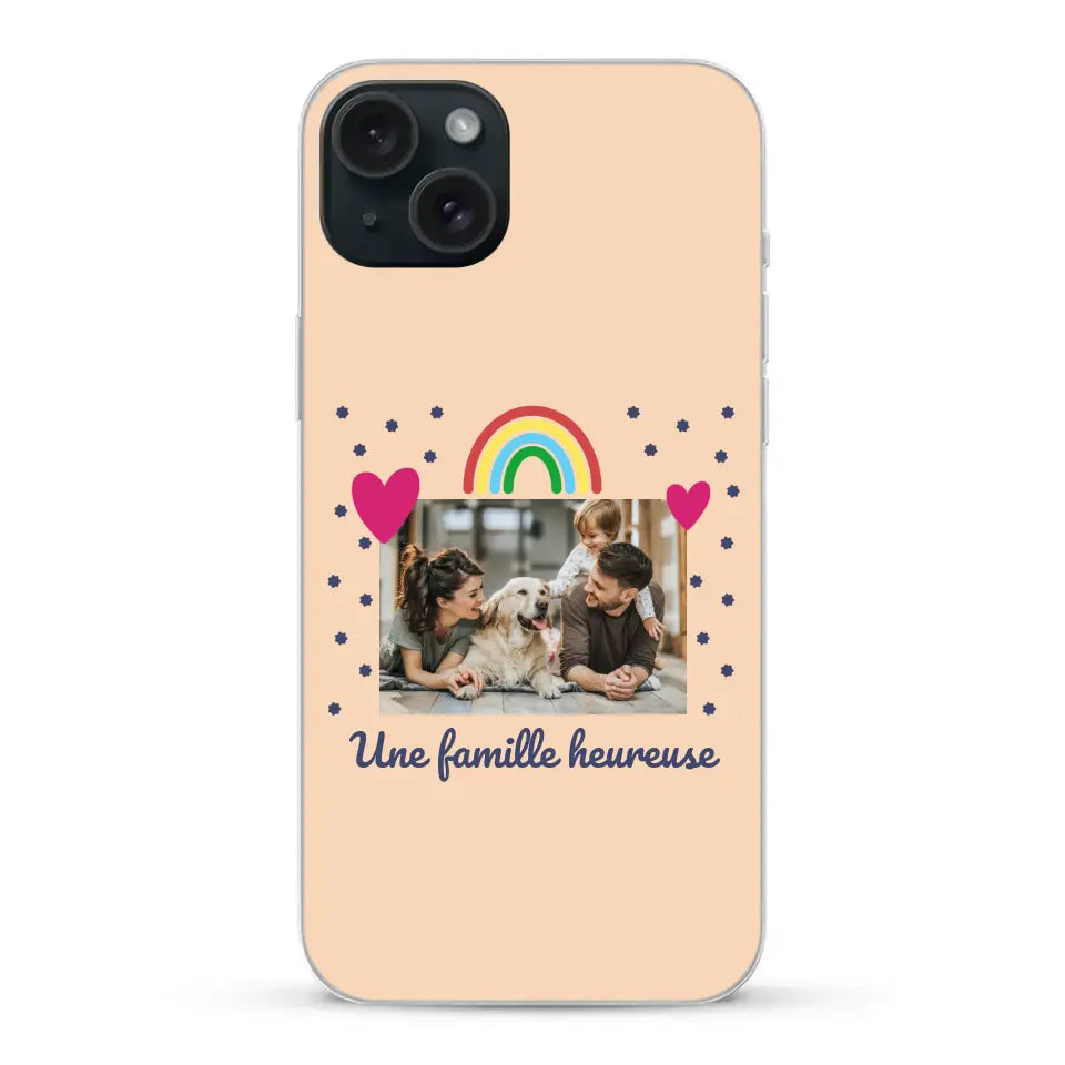 Photo vignette arc-en-ciel une famille heureuse - Coque de téléphone personnalisée