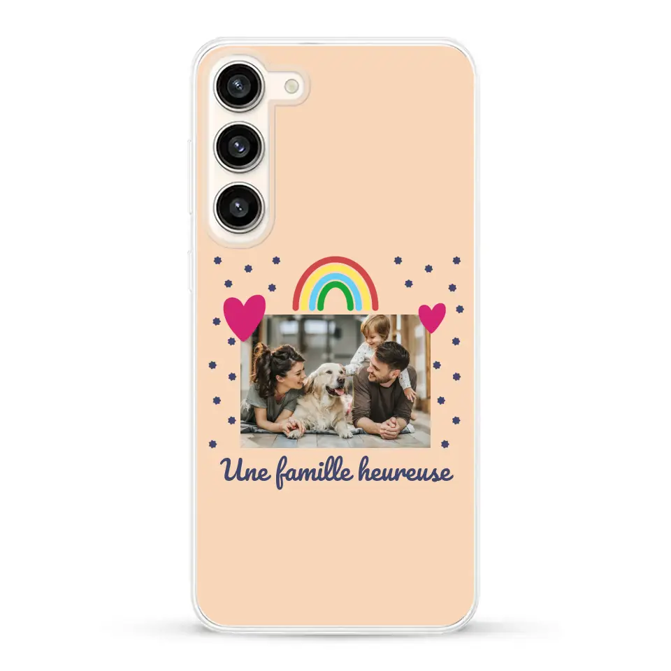 Photo vignette arc-en-ciel une famille heureuse - Coque de téléphone personnalisée