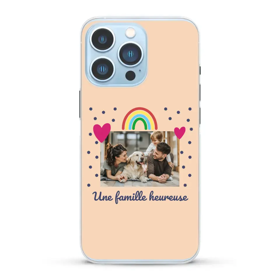 Photo vignette arc-en-ciel une famille heureuse - Coque de téléphone personnalisée