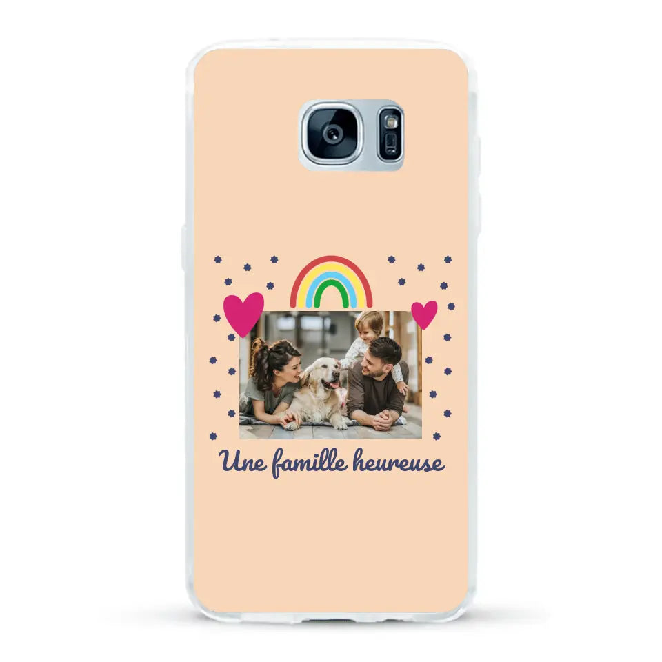 Photo vignette arc-en-ciel une famille heureuse - Coque de téléphone personnalisée