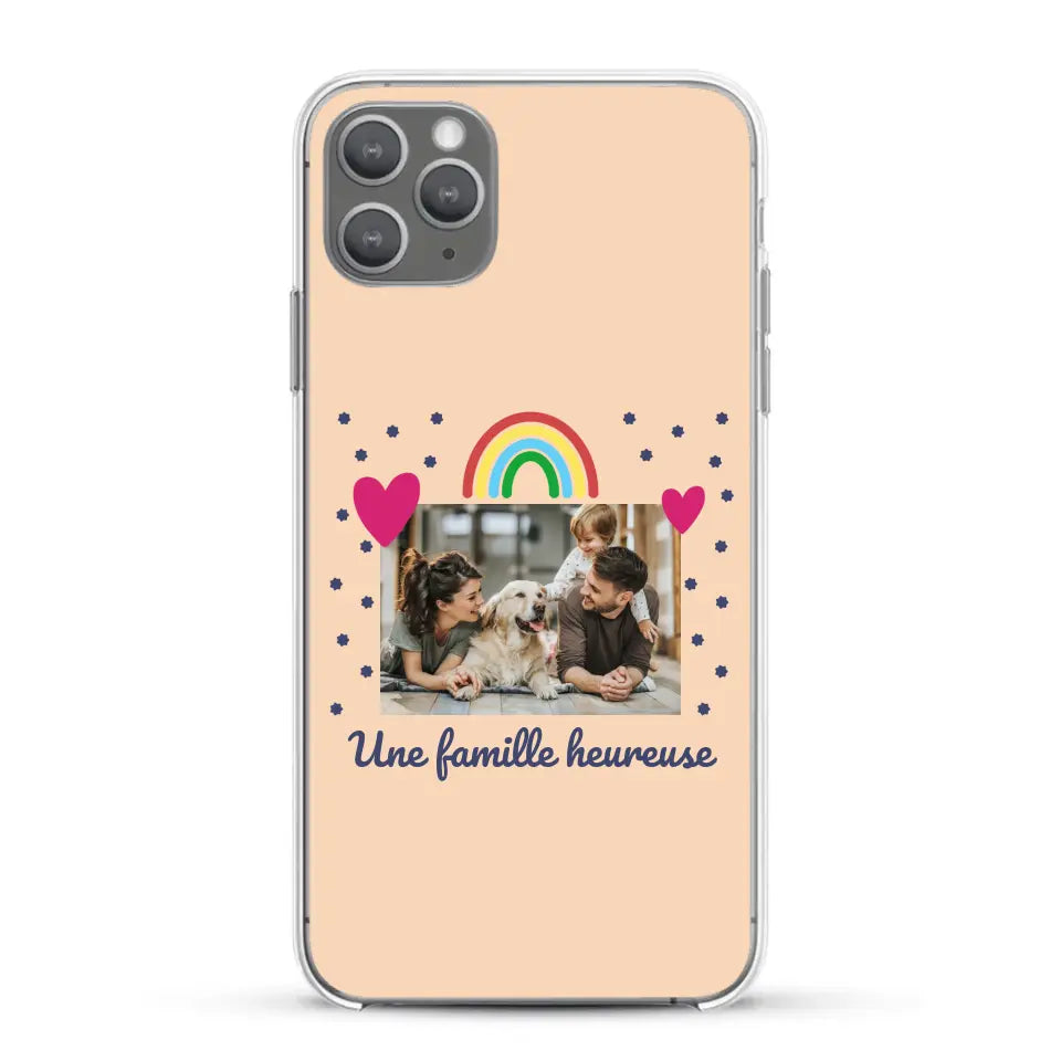 Photo vignette arc-en-ciel une famille heureuse - Coque de téléphone personnalisée