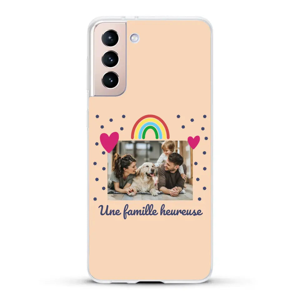 Photo vignette arc-en-ciel une famille heureuse - Coque de téléphone personnalisée