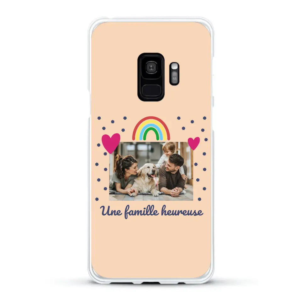 Photo vignette arc-en-ciel une famille heureuse - Coque de téléphone personnalisée