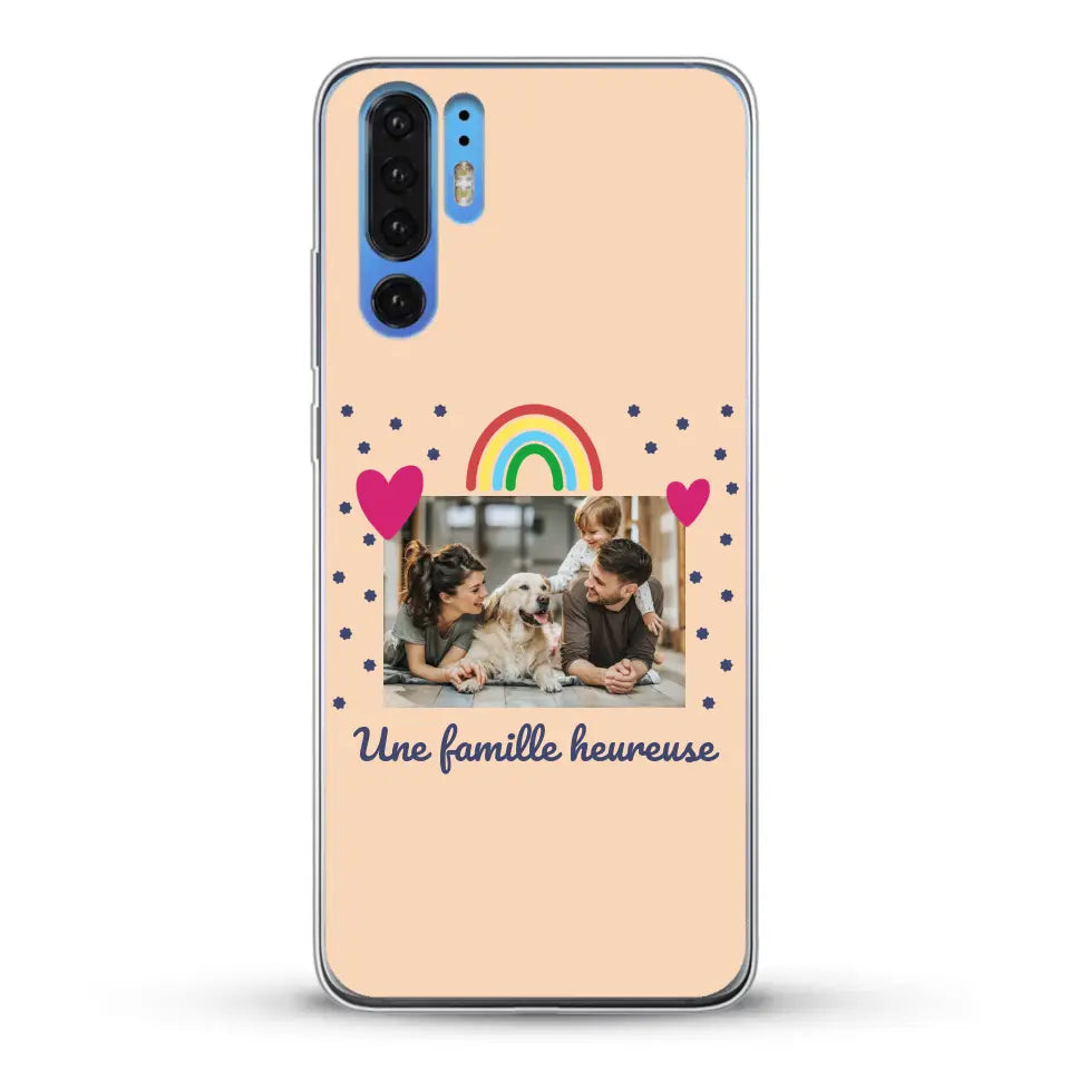 Photo vignette arc-en-ciel une famille heureuse - Coque de téléphone personnalisée