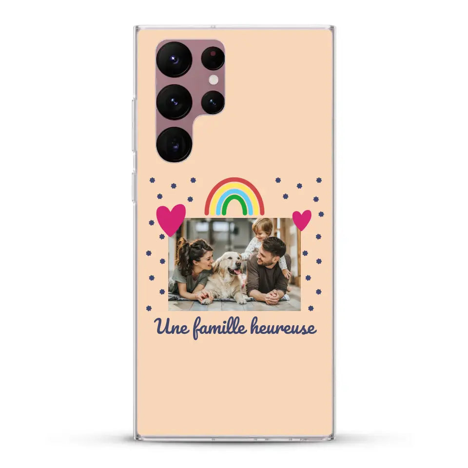 Photo vignette arc-en-ciel une famille heureuse - Coque de téléphone personnalisée