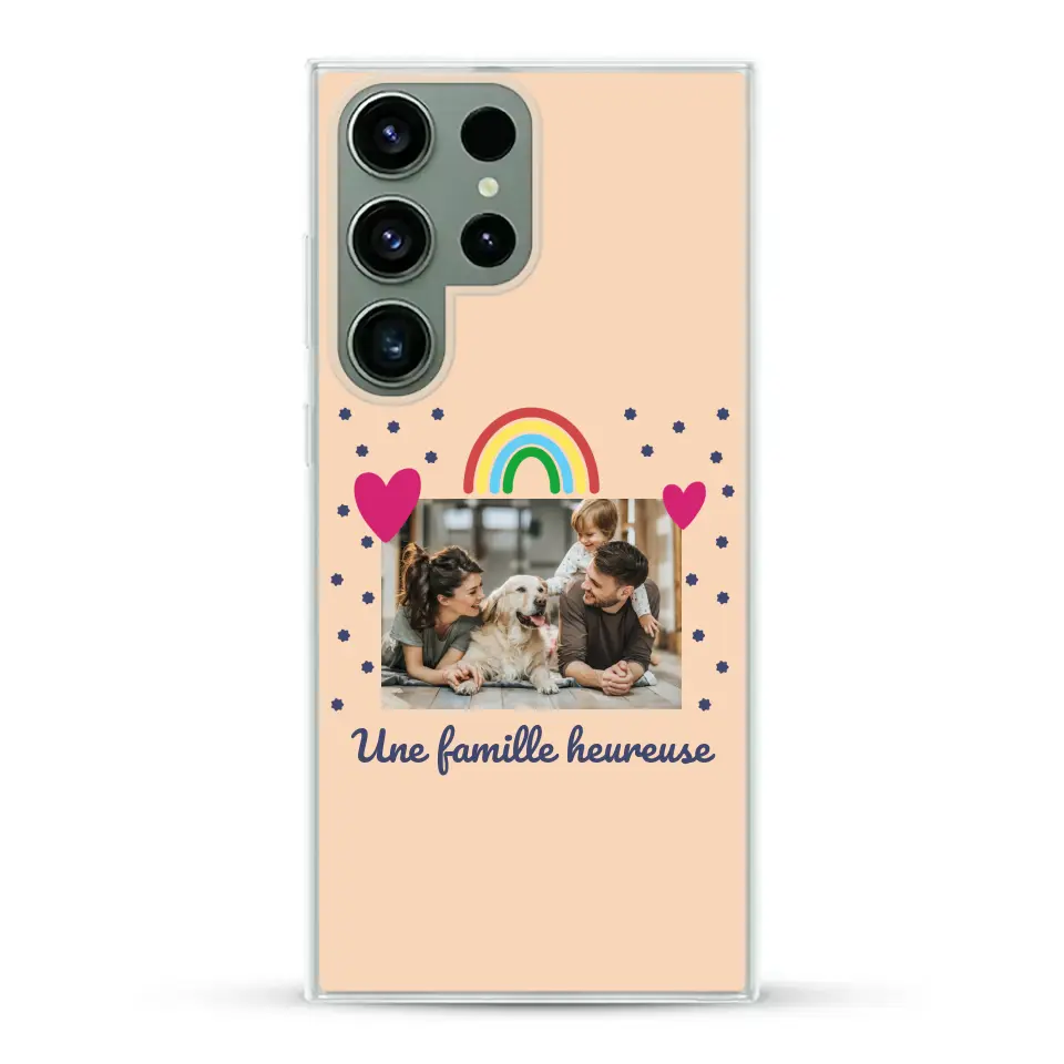 Photo vignette arc-en-ciel une famille heureuse - Coque de téléphone personnalisée