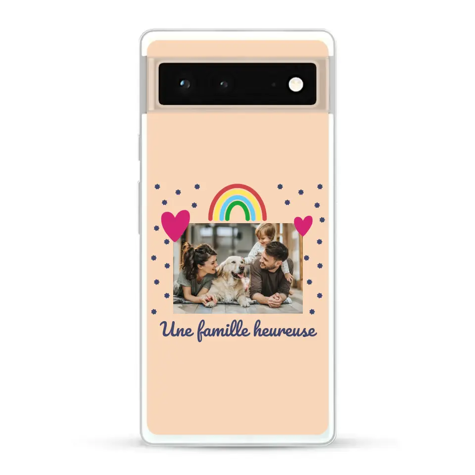 Photo vignette arc-en-ciel une famille heureuse - Coque de téléphone personnalisée