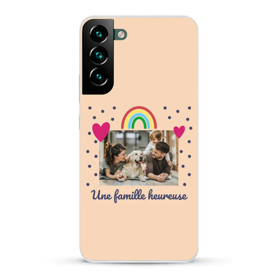 Photo vignette arc-en-ciel une famille heureuse - Coque de téléphone personnalisée