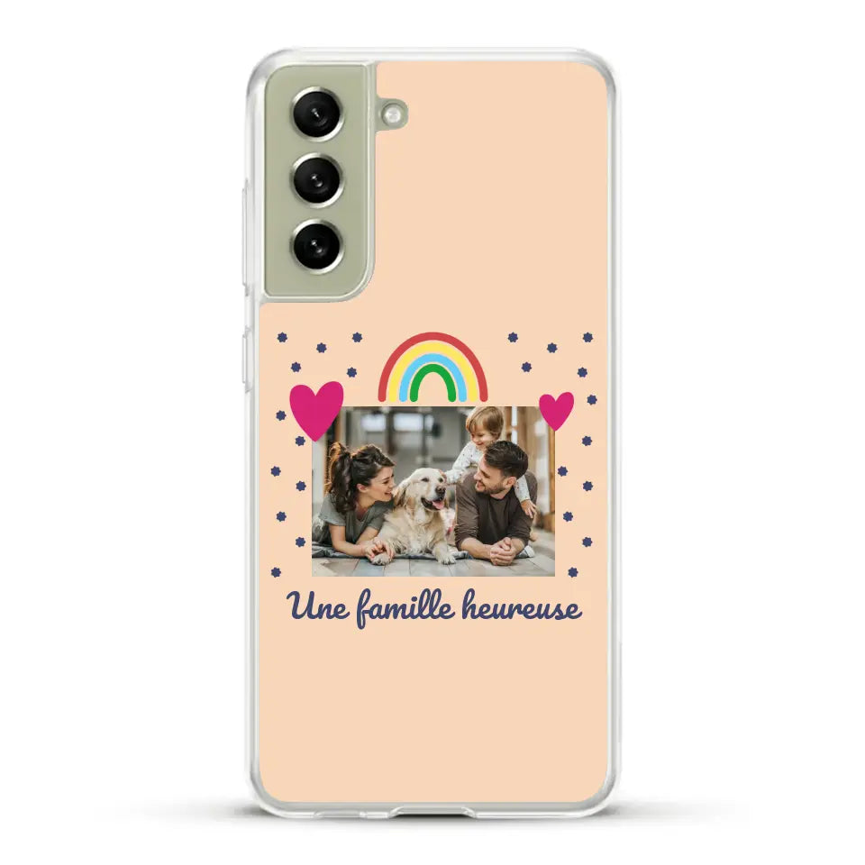 Photo vignette arc-en-ciel une famille heureuse - Coque de téléphone personnalisée