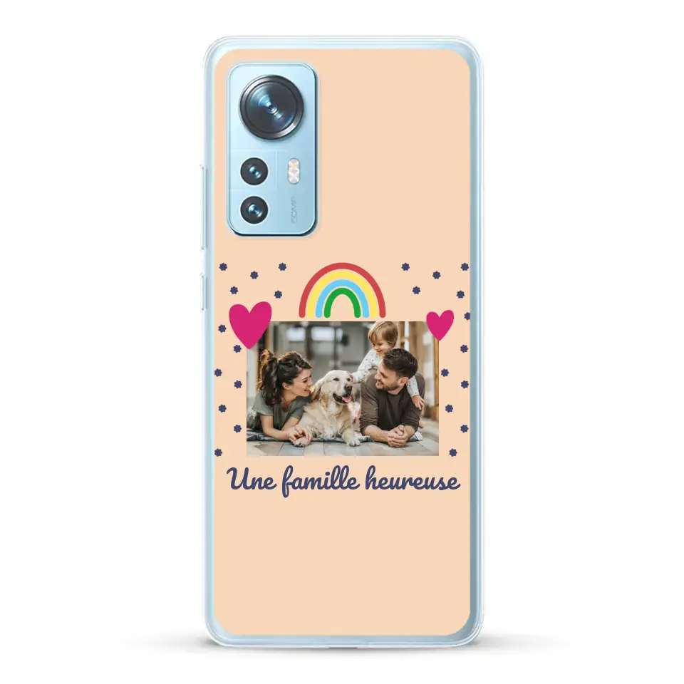 Photo vignette arc-en-ciel une famille heureuse - Coque de téléphone personnalisée