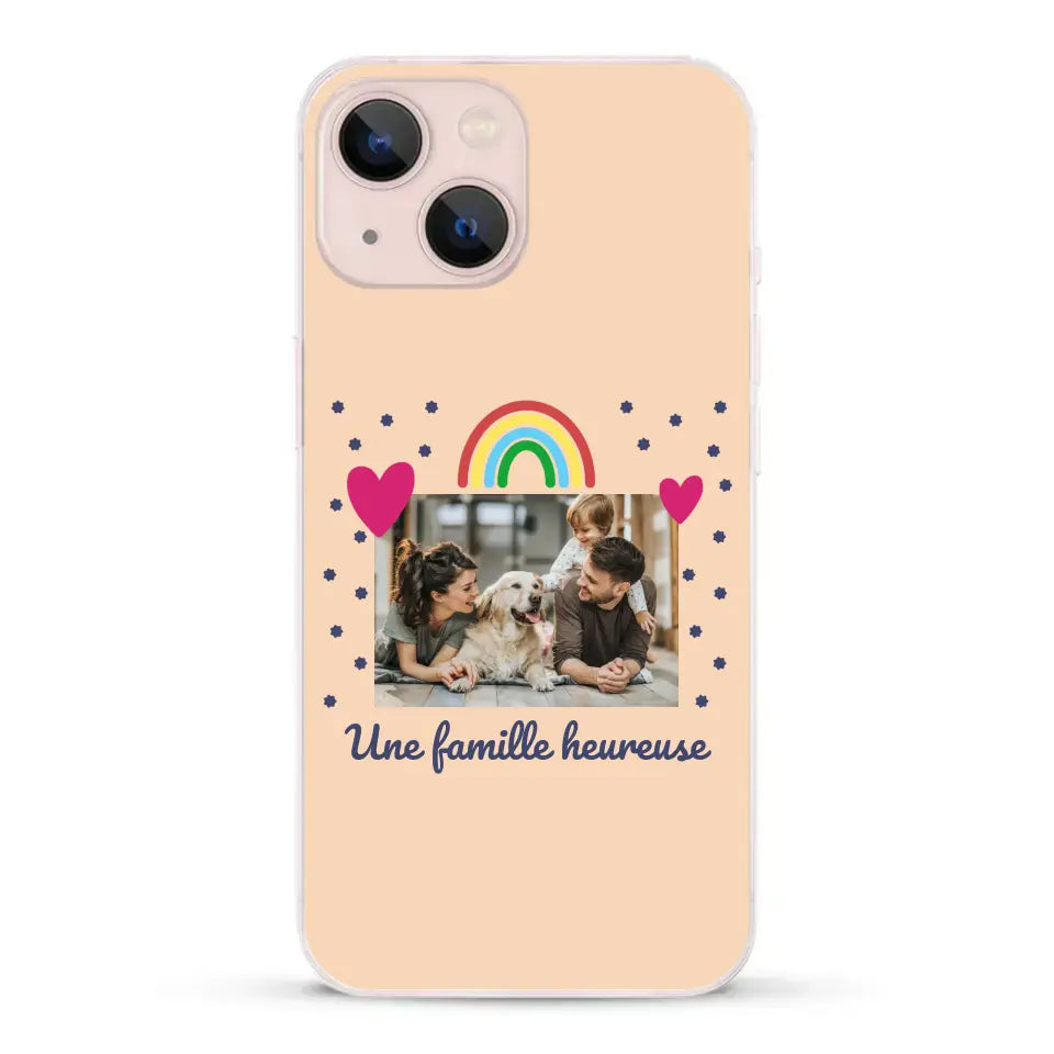 Photo vignette arc-en-ciel une famille heureuse - Coque de téléphone personnalisée