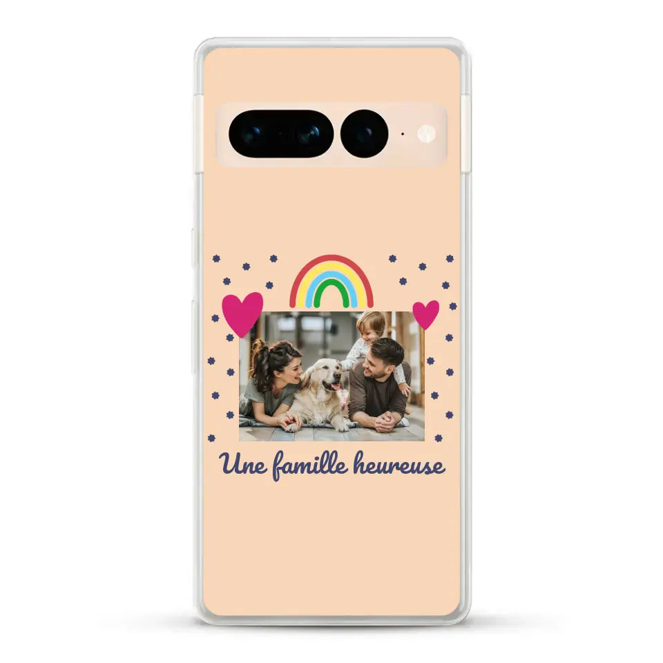 Photo vignette arc-en-ciel une famille heureuse - Coque de téléphone personnalisée