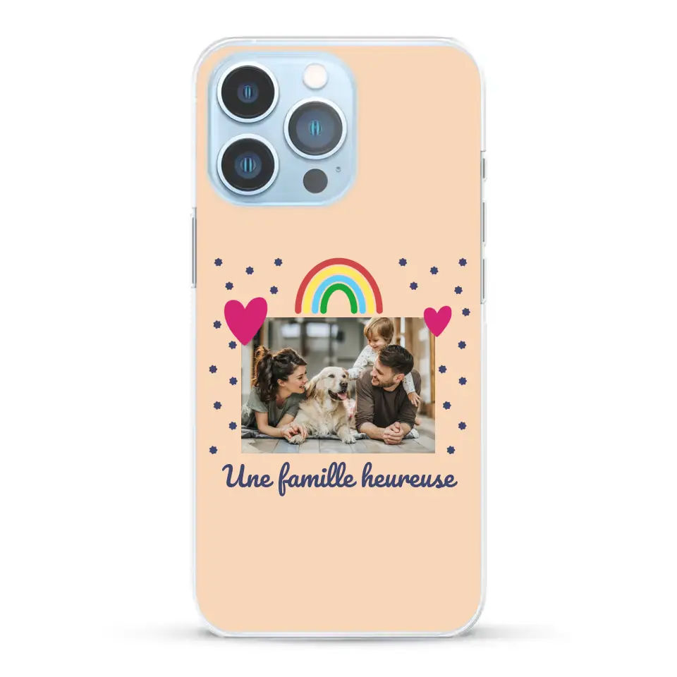 Photo vignette arc-en-ciel une famille heureuse - Coque de téléphone personnalisée