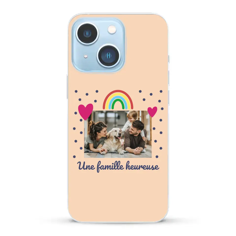 Photo vignette arc-en-ciel une famille heureuse - Coque de téléphone personnalisée