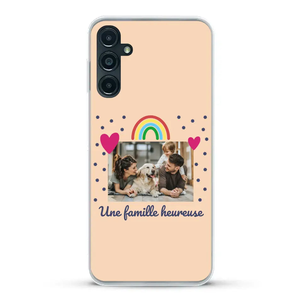 Photo vignette arc-en-ciel une famille heureuse - Coque de téléphone personnalisée