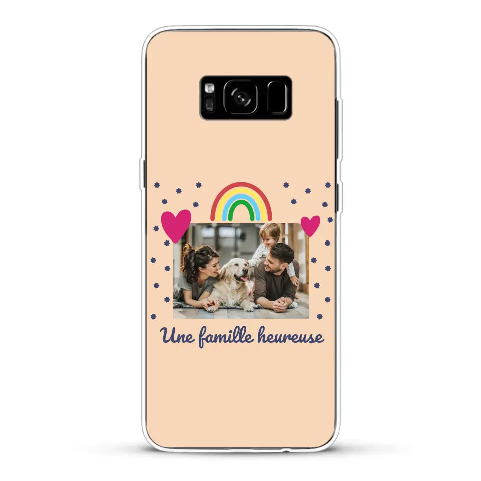 Photo vignette arc-en-ciel une famille heureuse - Coque de téléphone personnalisée