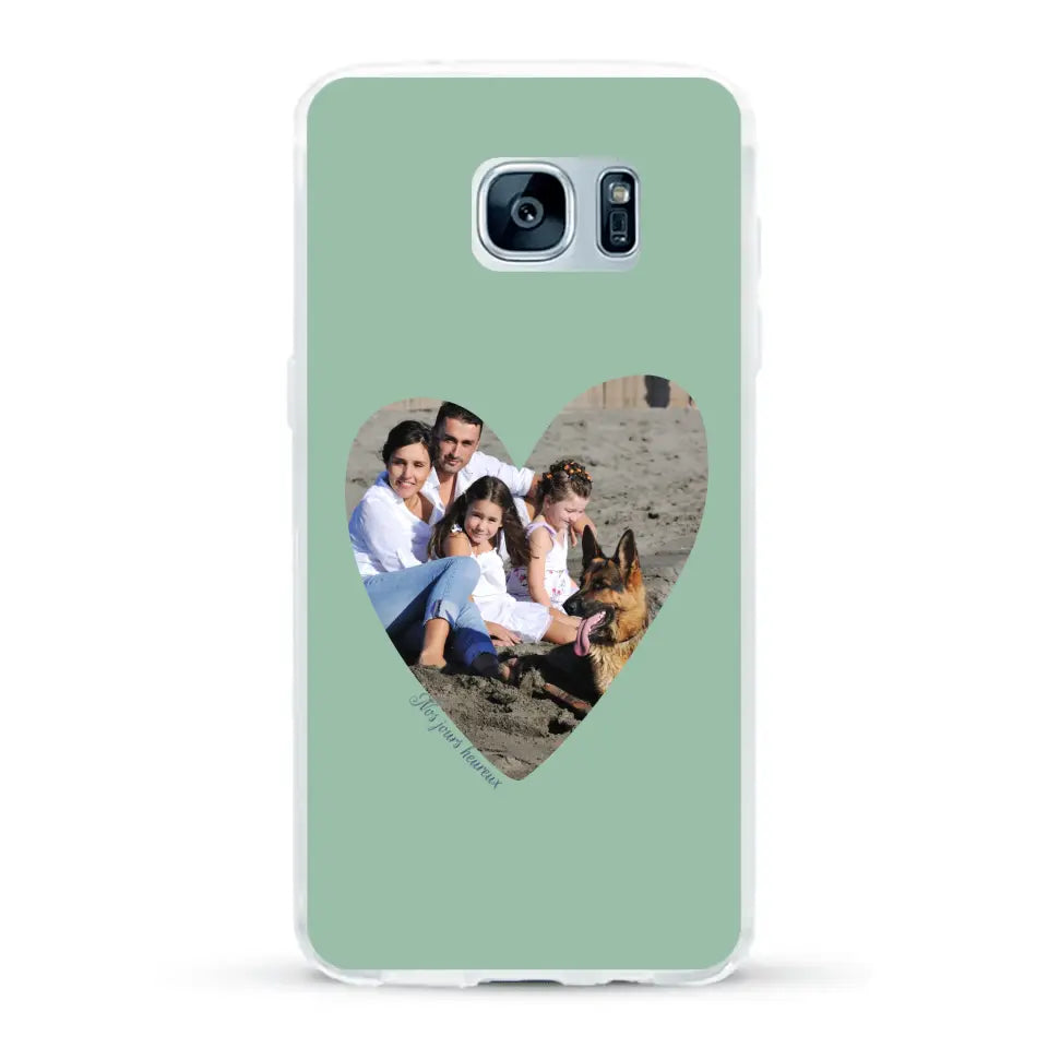 Photo en coeur nos jours heureux - Coque de téléphone personnalisée