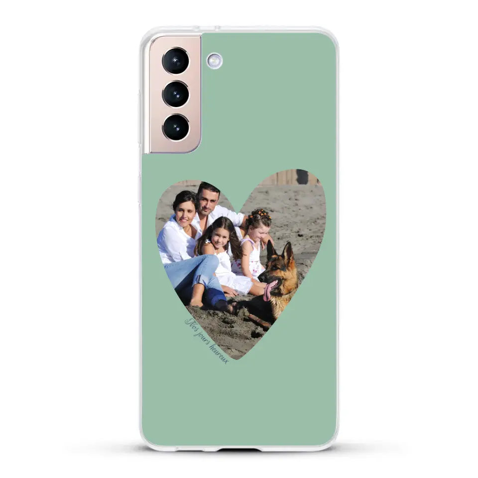 Photo en coeur nos jours heureux - Coque de téléphone personnalisée