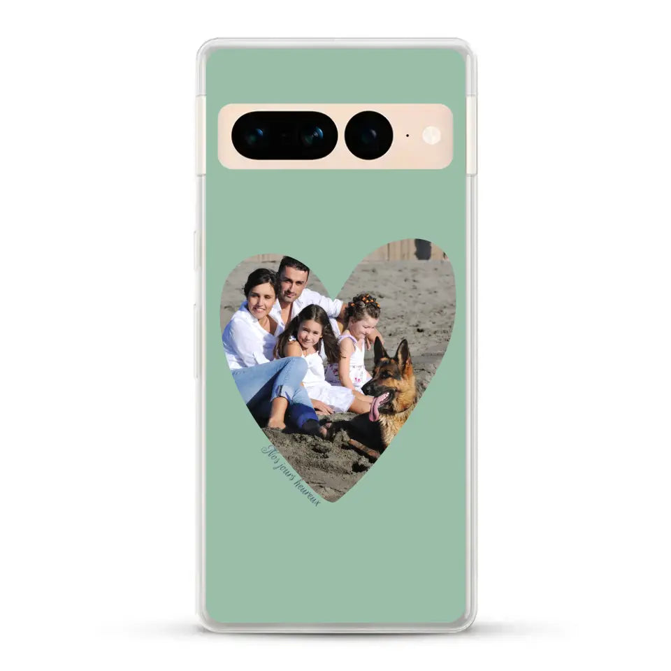 Photo en coeur nos jours heureux - Coque de téléphone personnalisée