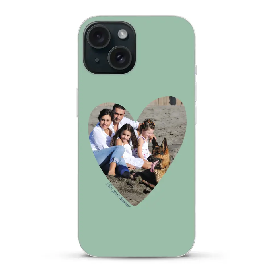 Photo en coeur nos jours heureux - Coque de téléphone personnalisée