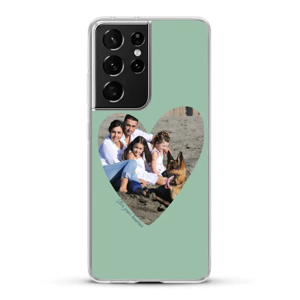 Photo en coeur nos jours heureux - Coque de téléphone personnalisée