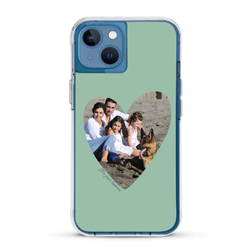 Photo en coeur nos jours heureux - Coque de téléphone personnalisée