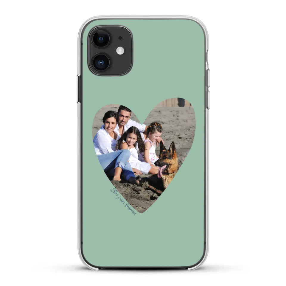 Photo en coeur nos jours heureux - Coque de téléphone personnalisée