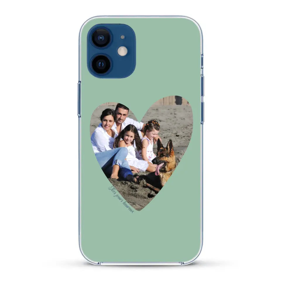 Photo en coeur nos jours heureux - Coque de téléphone personnalisée