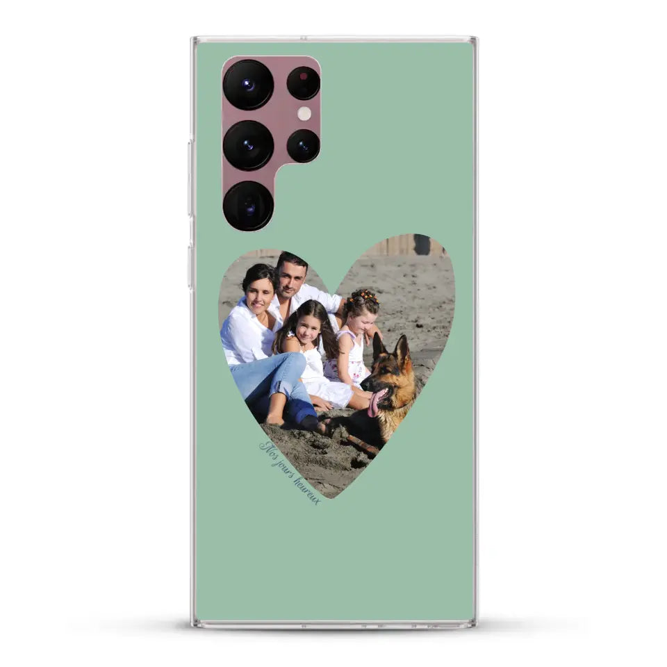 Photo en coeur nos jours heureux - Coque de téléphone personnalisée