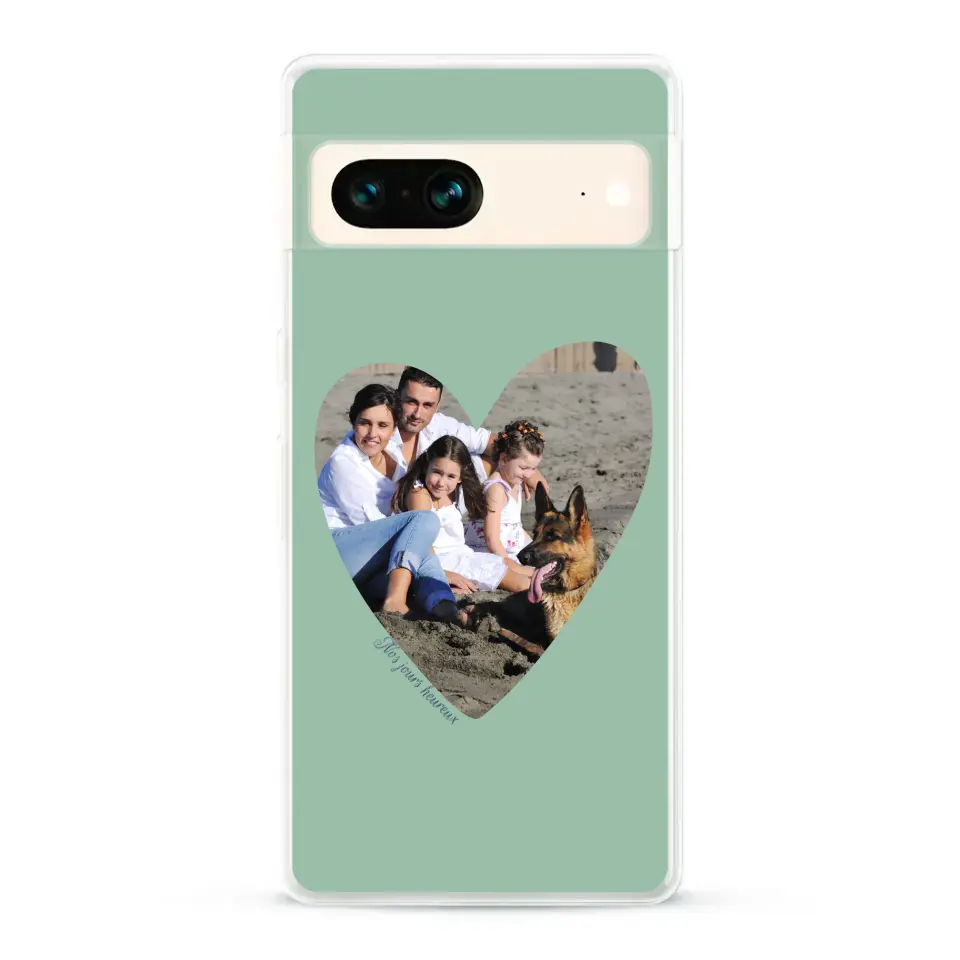 Photo en coeur nos jours heureux - Coque de téléphone personnalisée