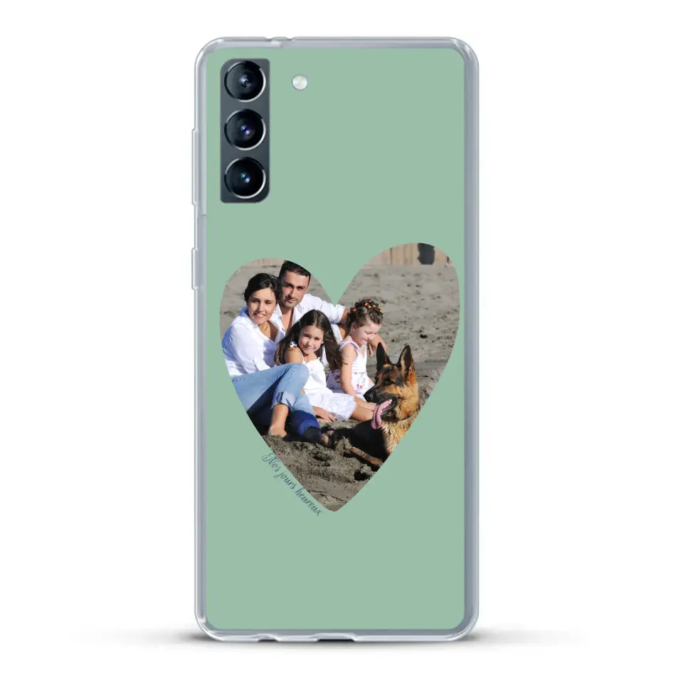 Photo en coeur nos jours heureux - Coque de téléphone personnalisée