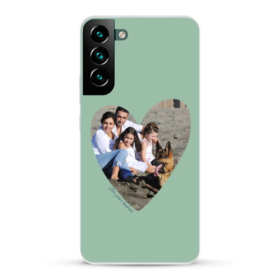 Photo en coeur nos jours heureux - Coque de téléphone personnalisée