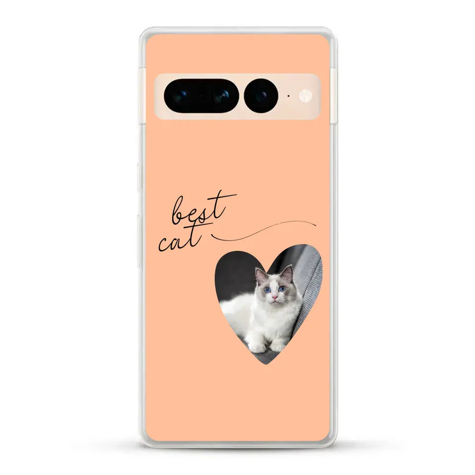 Photo coeur best cat - Coque de téléphone personnalisée