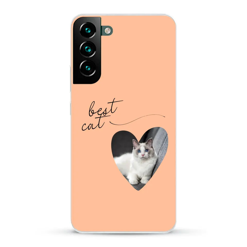 Photo coeur best cat - Coque de téléphone personnalisée