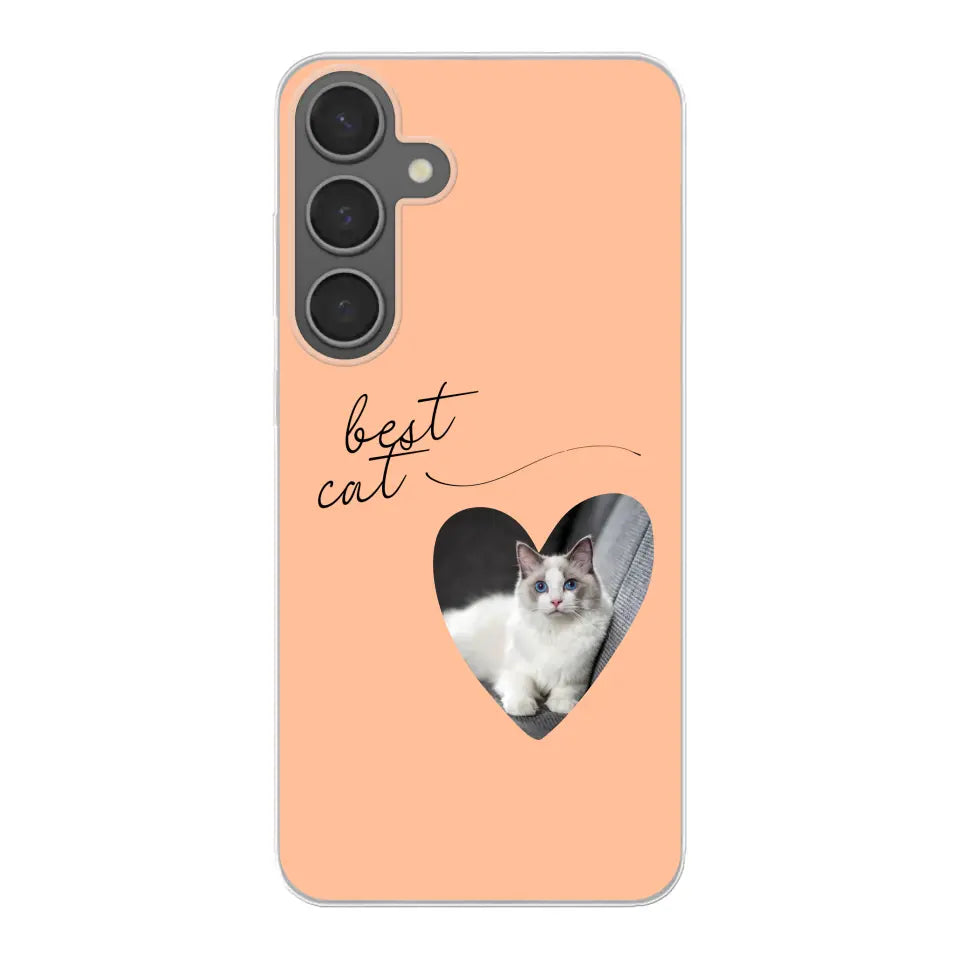 Photo coeur best cat - Coque de téléphone personnalisée