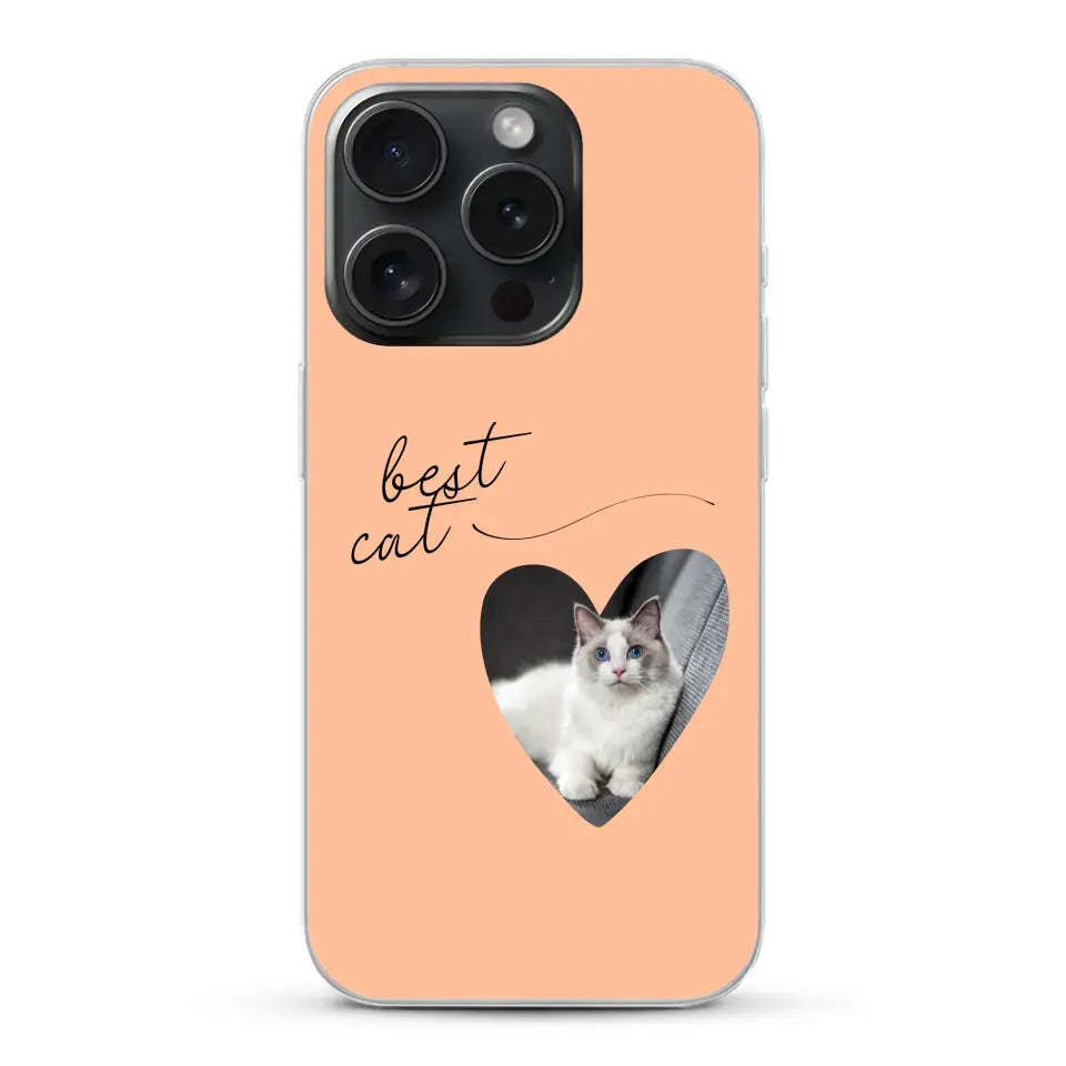 Photo coeur best cat - Coque de téléphone personnalisée