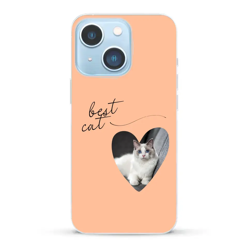 Photo coeur best cat - Coque de téléphone personnalisée