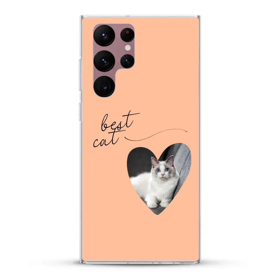 Photo coeur best cat - Coque de téléphone personnalisée