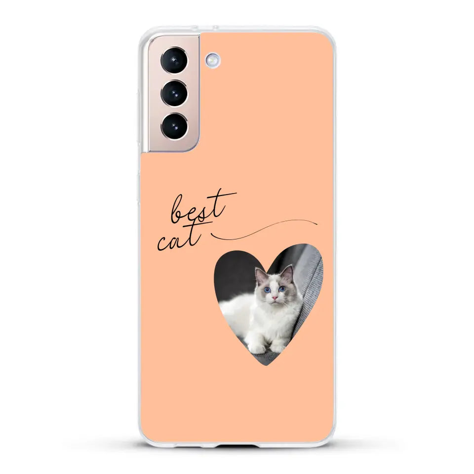 Photo coeur best cat - Coque de téléphone personnalisée