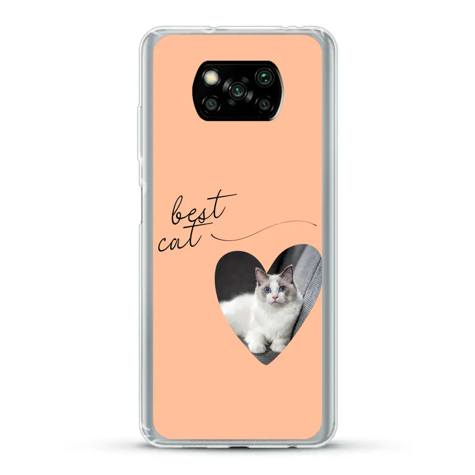 Photo coeur best cat - Coque de téléphone personnalisée