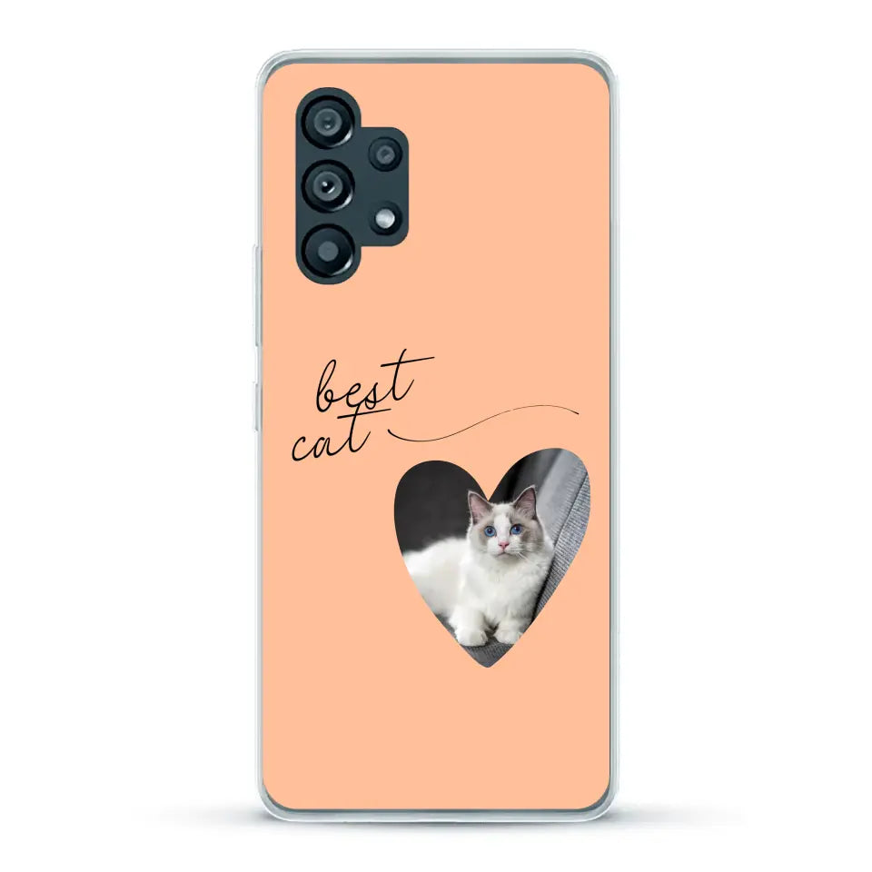 Photo coeur best cat - Coque de téléphone personnalisée