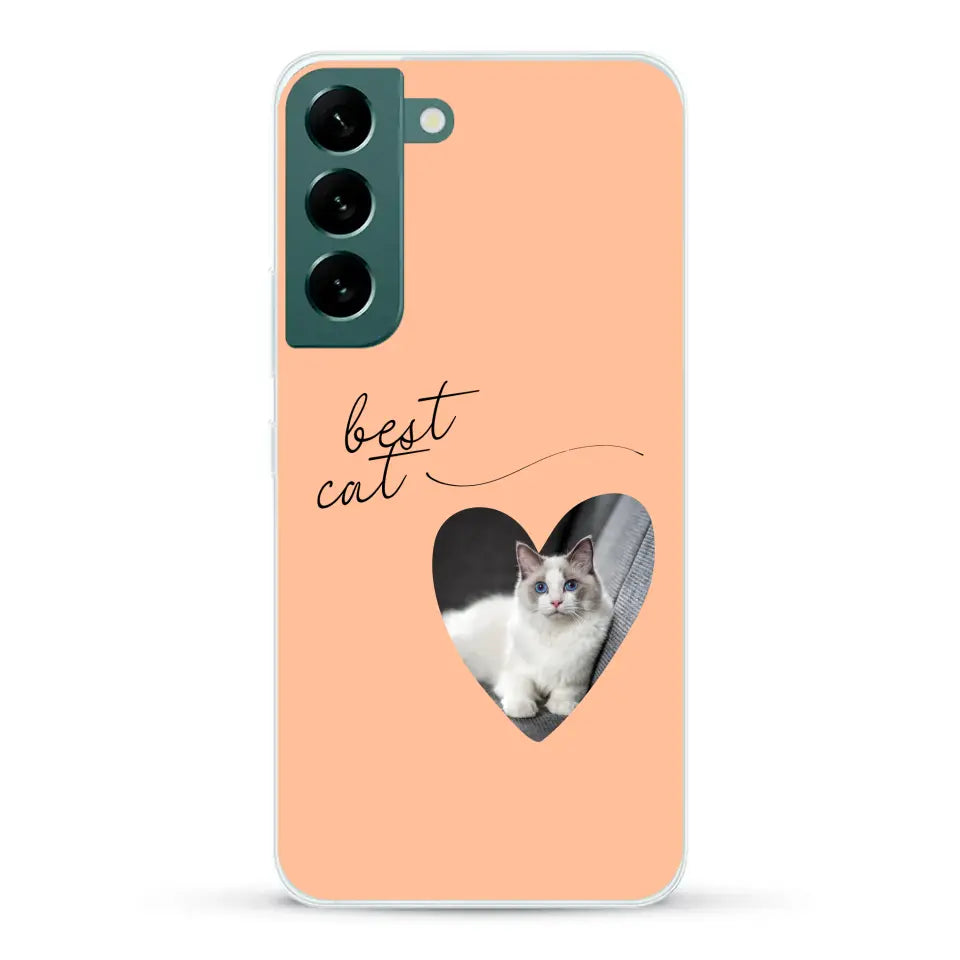 Photo coeur best cat - Coque de téléphone personnalisée