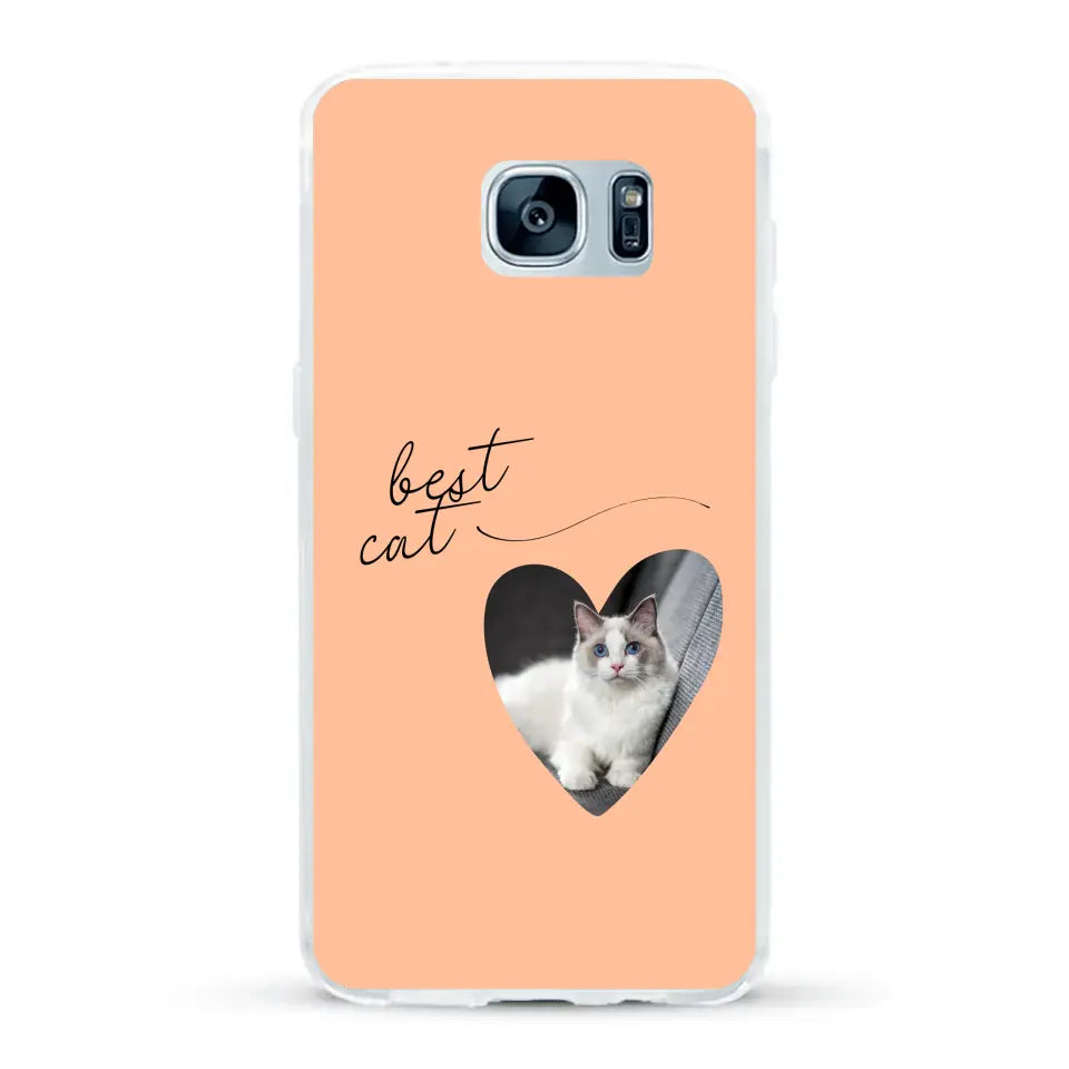 Photo coeur best cat - Coque de téléphone personnalisée