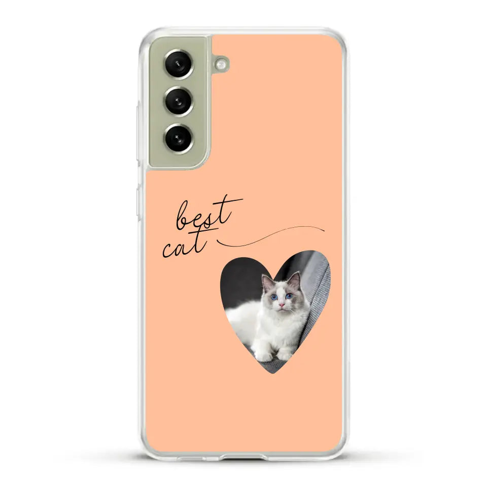 Photo coeur best cat - Coque de téléphone personnalisée