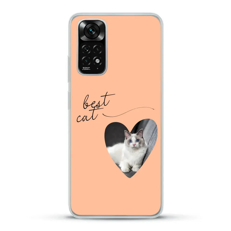 Photo coeur best cat - Coque de téléphone personnalisée