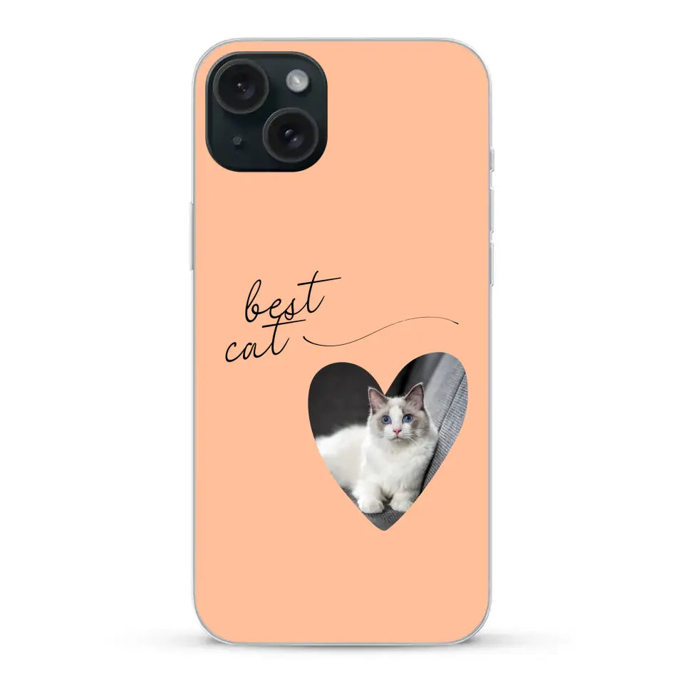 Photo coeur best cat - Coque de téléphone personnalisée