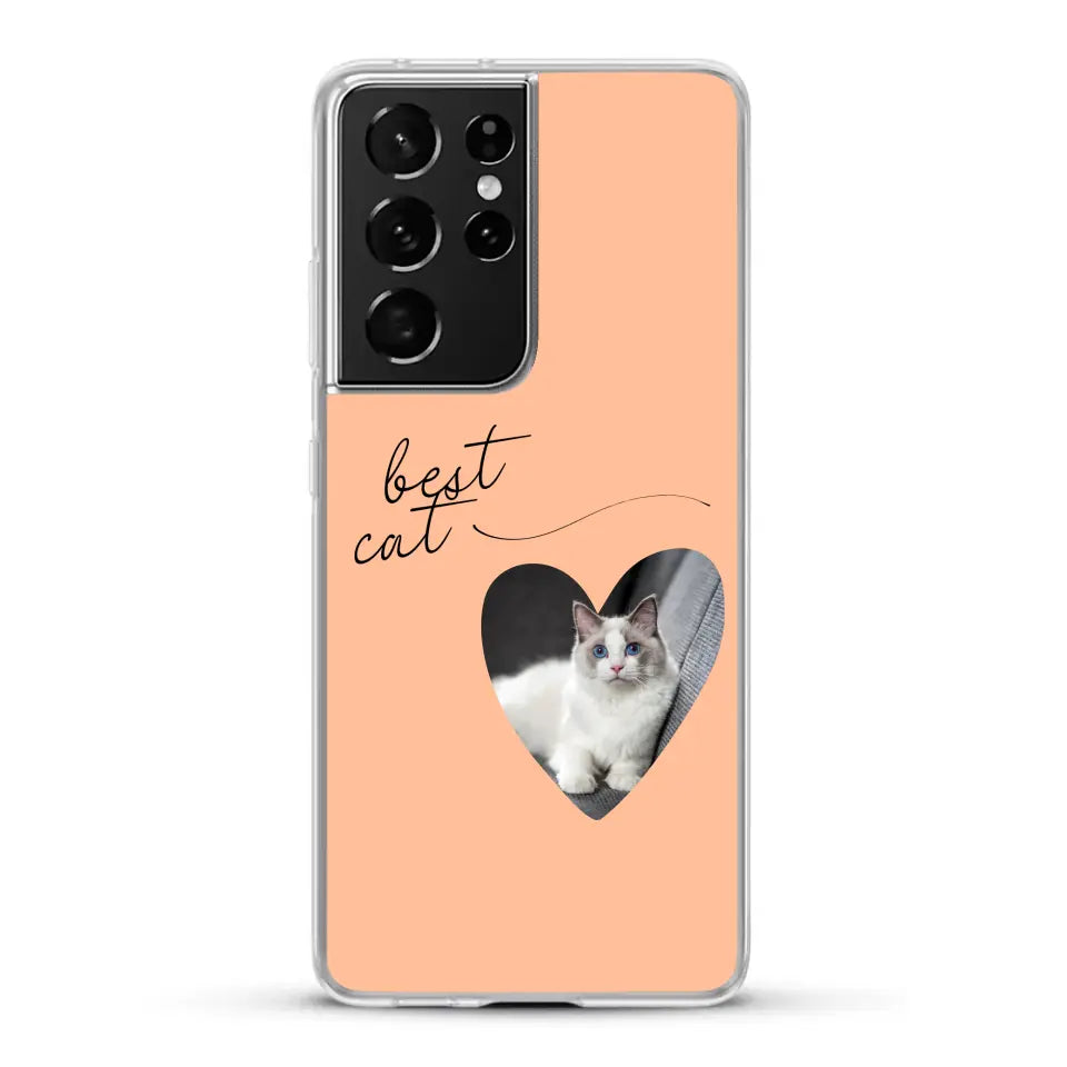 Photo coeur best cat - Coque de téléphone personnalisée