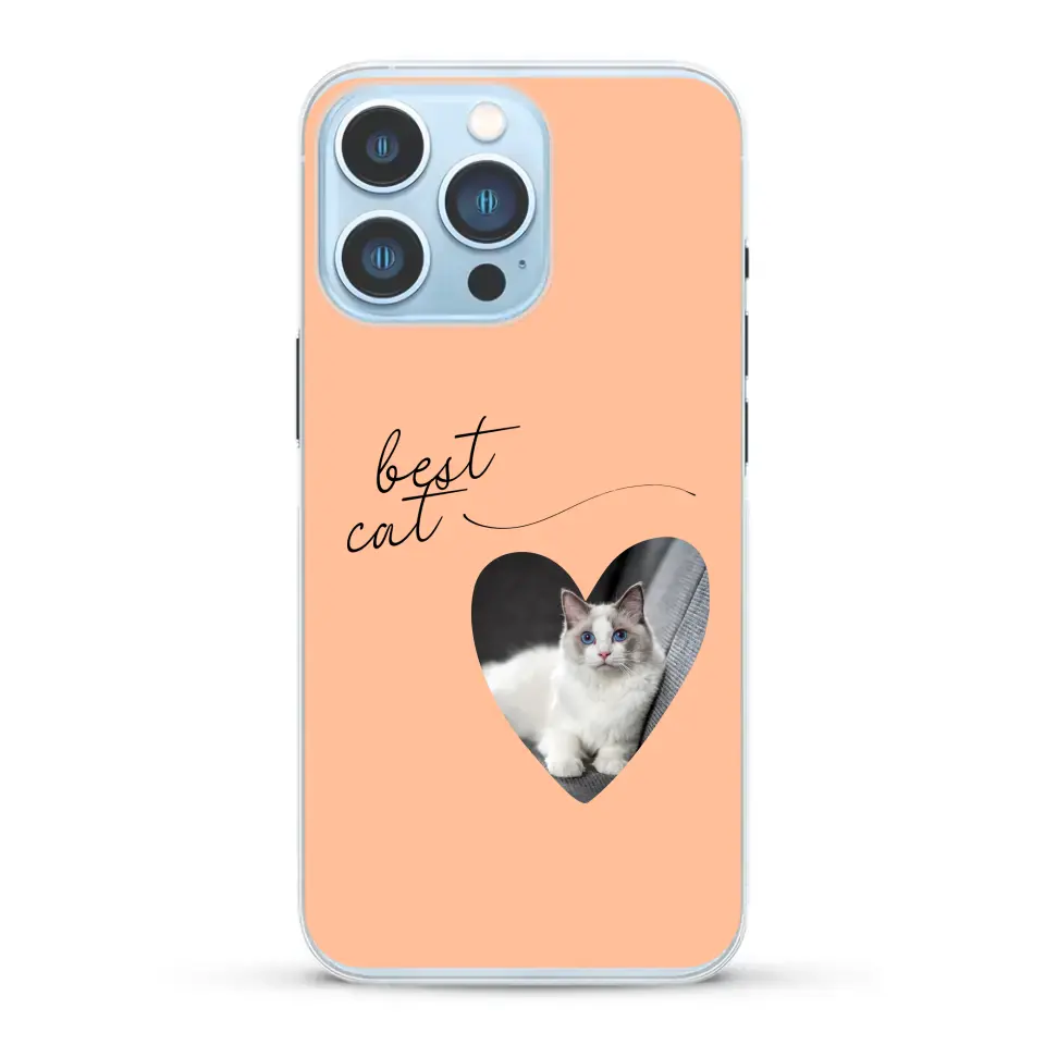 Photo coeur best cat - Coque de téléphone personnalisée