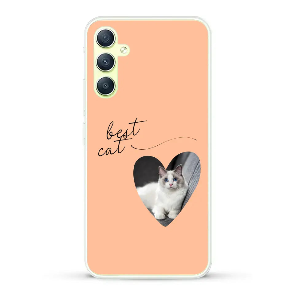 Photo coeur best cat - Coque de téléphone personnalisée