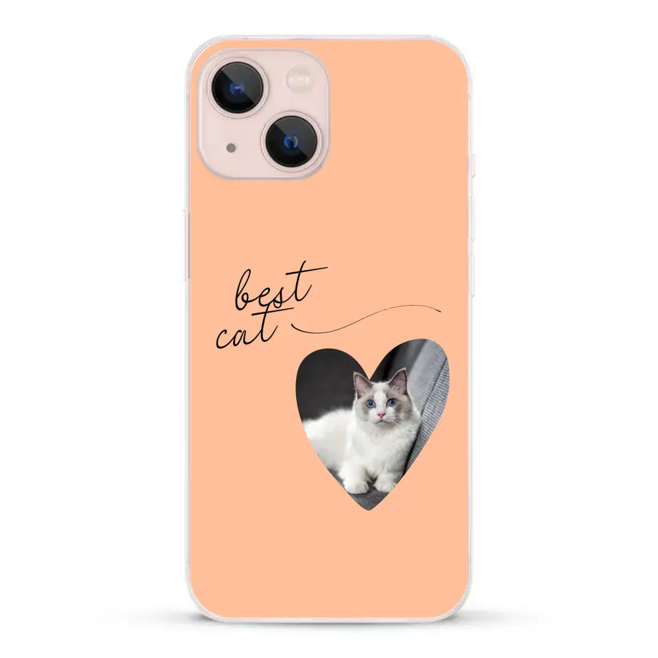 Photo coeur best cat - Coque de téléphone personnalisée